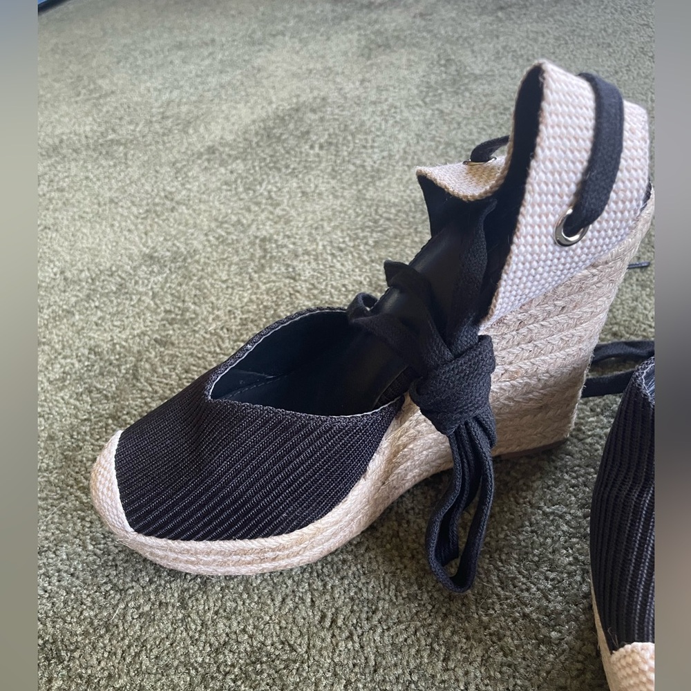 Espadrille Wedges. Black and Tan. Size 7. Never worn
